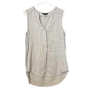 2/$30 Velvet Heart - Black & White Striped Sleeveless V-Neck Blouse Size S